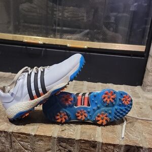 adidas White and Black With Blue And Orange Accent Golf  Shoes